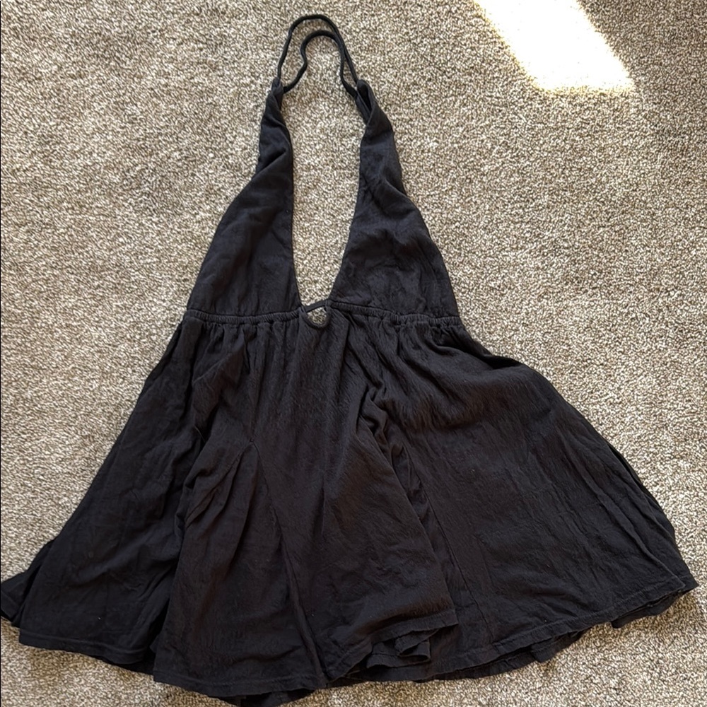 Black Halter Plunge Mini Swim Cover up